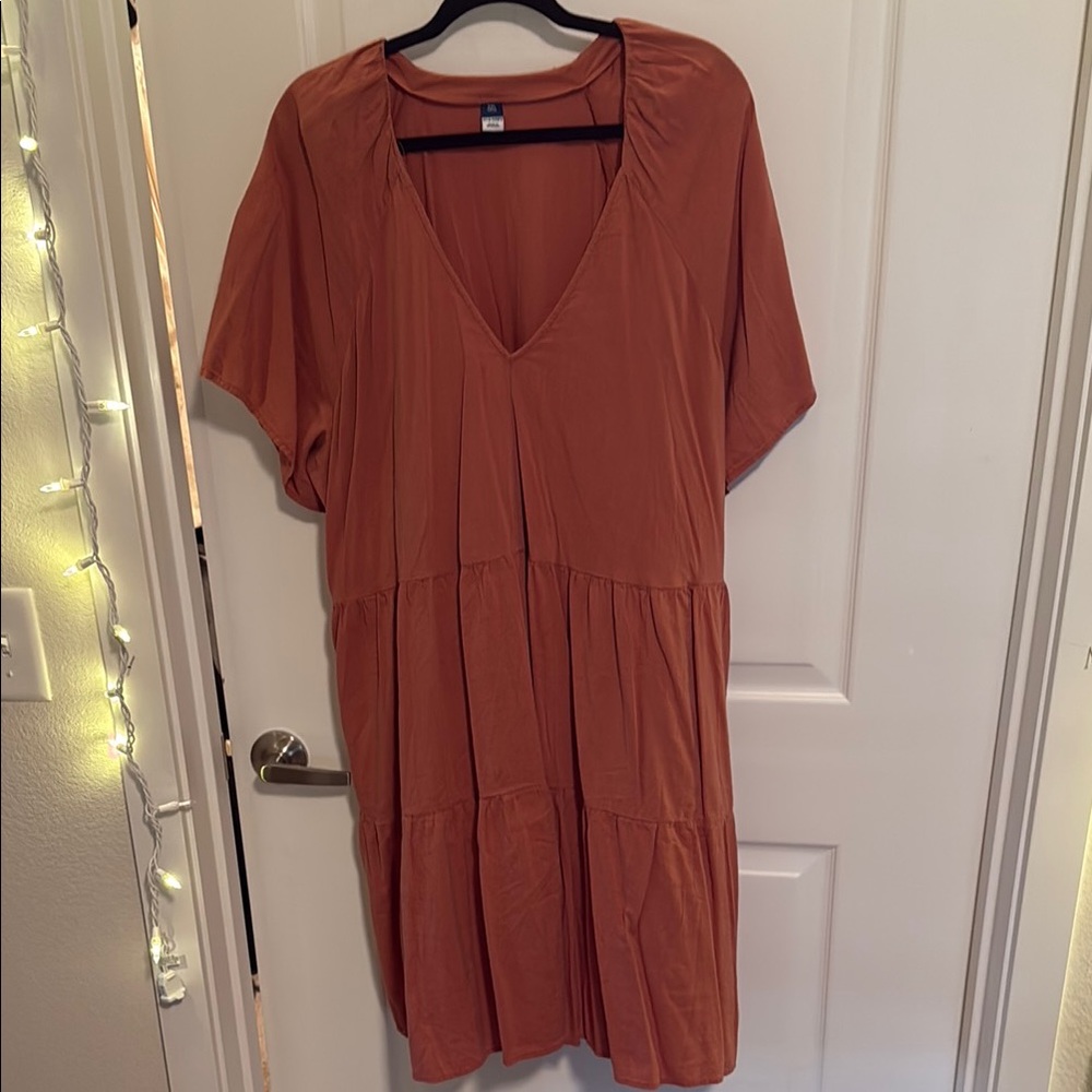 Rust Pink V-Neck Dress